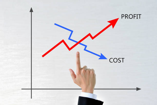 istock Business man's hand with cost and profit graph 1152138116