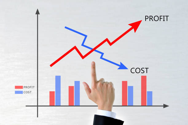 istock Business man's hand with cost and profit graph 1152138130