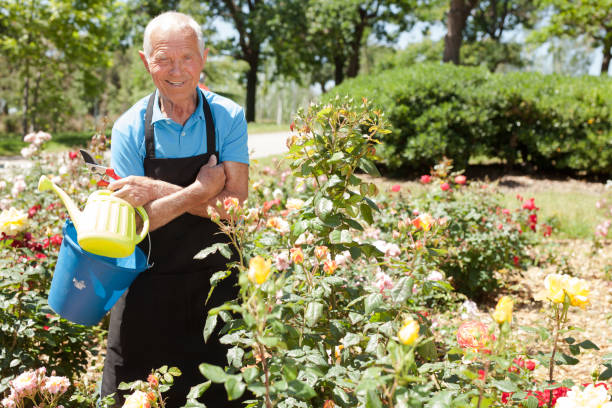 istock Man holding bucket and watering can 1152138186
