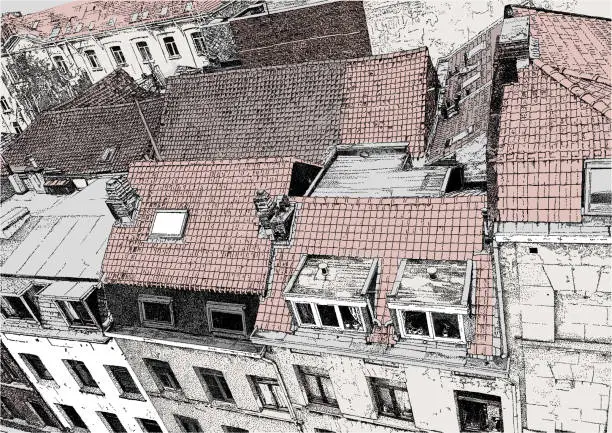 Vector illustration of Rooftops in Brussels