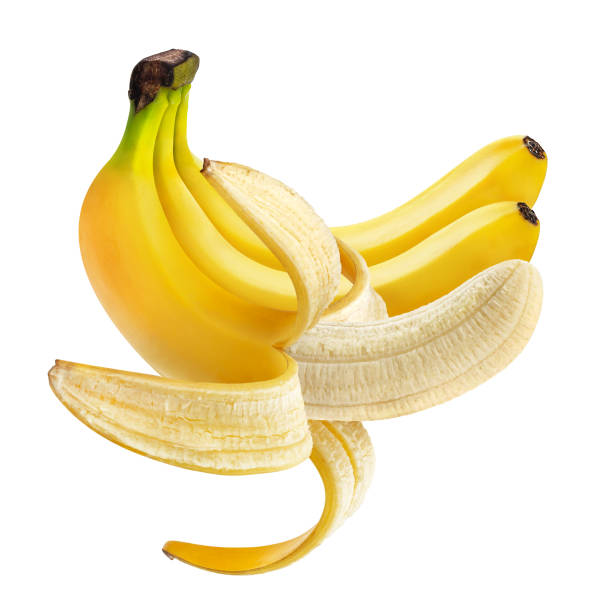 istock Peeled banana isolated on white background, one open banana bunch 1152140868