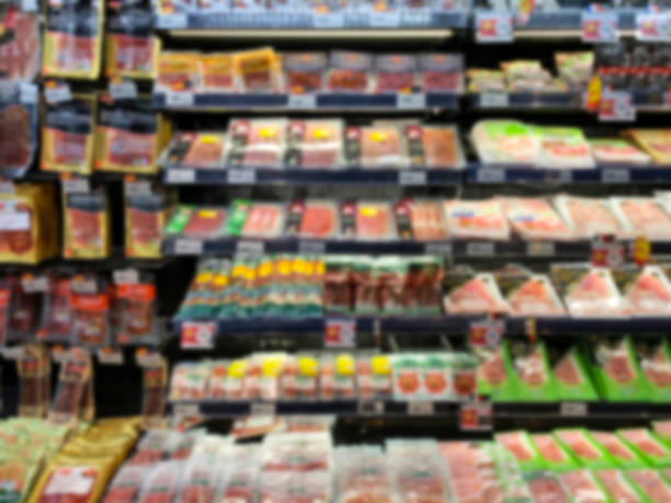 istock Supermarket shelf defocus background 1152144658