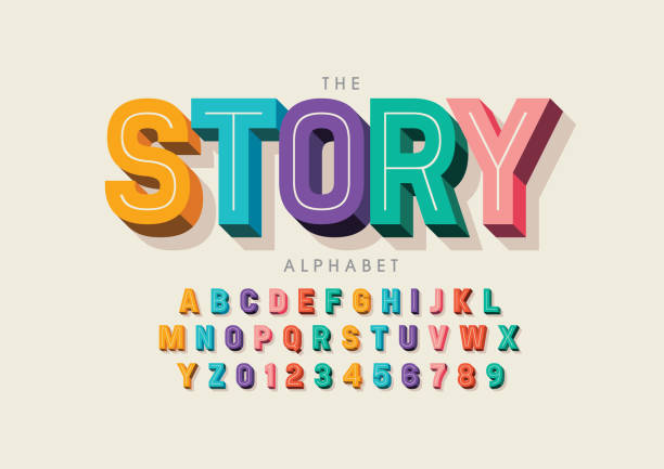 Stylized alphabet Vector of stylized modern font and alphabet fun stock illustrations