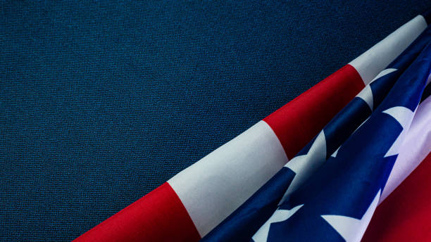 istock American flag on blue  independence day content. 1152147344