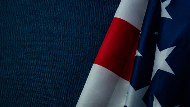 istock American flag on blue  independence day content. 1152147415