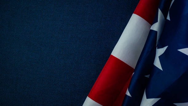 istock American flag on blue  independence day content. 1152147445