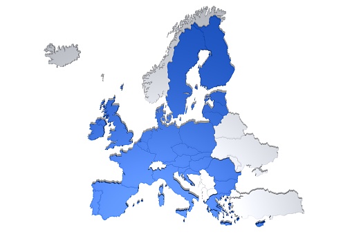eu map european union political members 3d render graphic illustration eurozone