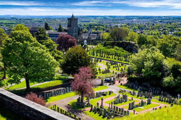The Church of The Holy Rude and cemetery, Stirling, Scotland. The church building dates back to the 15th century