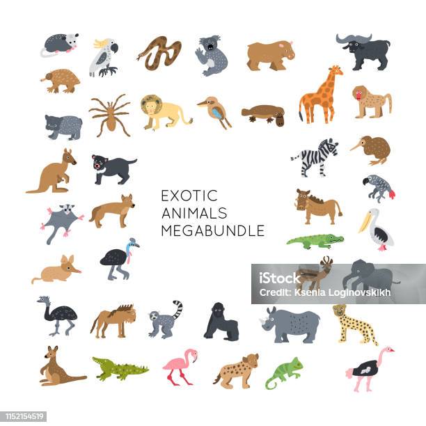 Clipart Vector Drawing Set Stock Illustration - Download Image Now - Africa, Mammal, Adventure