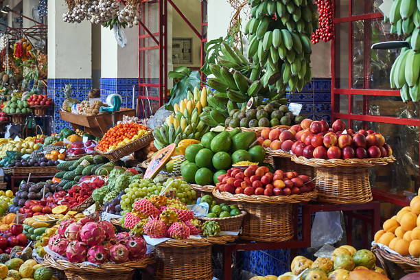 Market town Market stall in Funchal night blooming cereus stock pictures, royalty-free photos & images