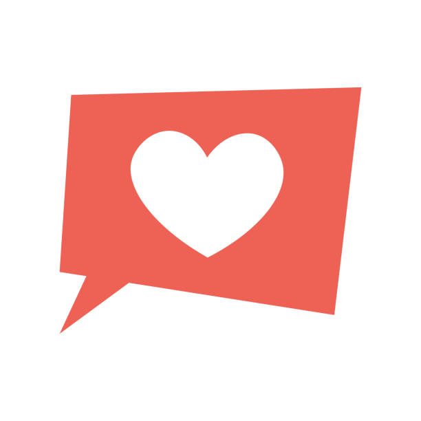 Heart shape on speech bubble social media Vector illustration of a heart shape on a speech bubble for social media designs. carefree stock illustrations