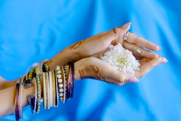 istock Painted Indian hand with mehndi ornament 1152161392
