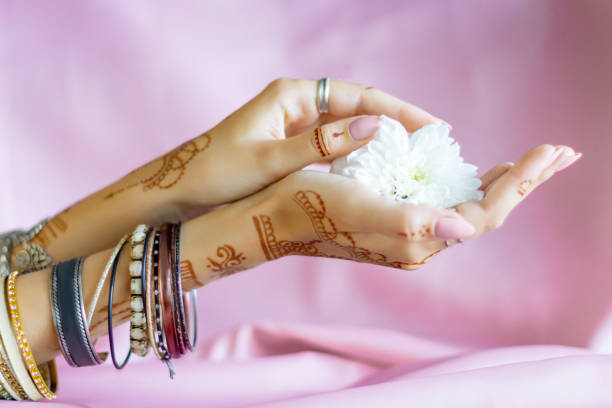istock Painted Indian hand with mehndi ornament 1152161590