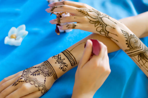 istock Painted Indian hand with mehndi ornament 1152161653