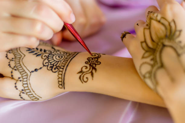 istock Painted Indian hand with mehndi ornament 1152161699