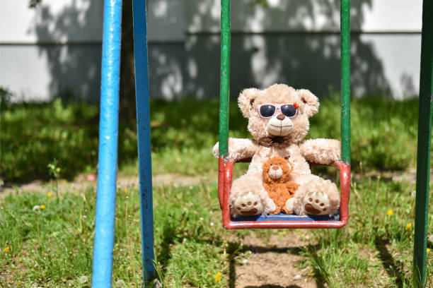 istock Teddy bear riding the old swing 1152161882
