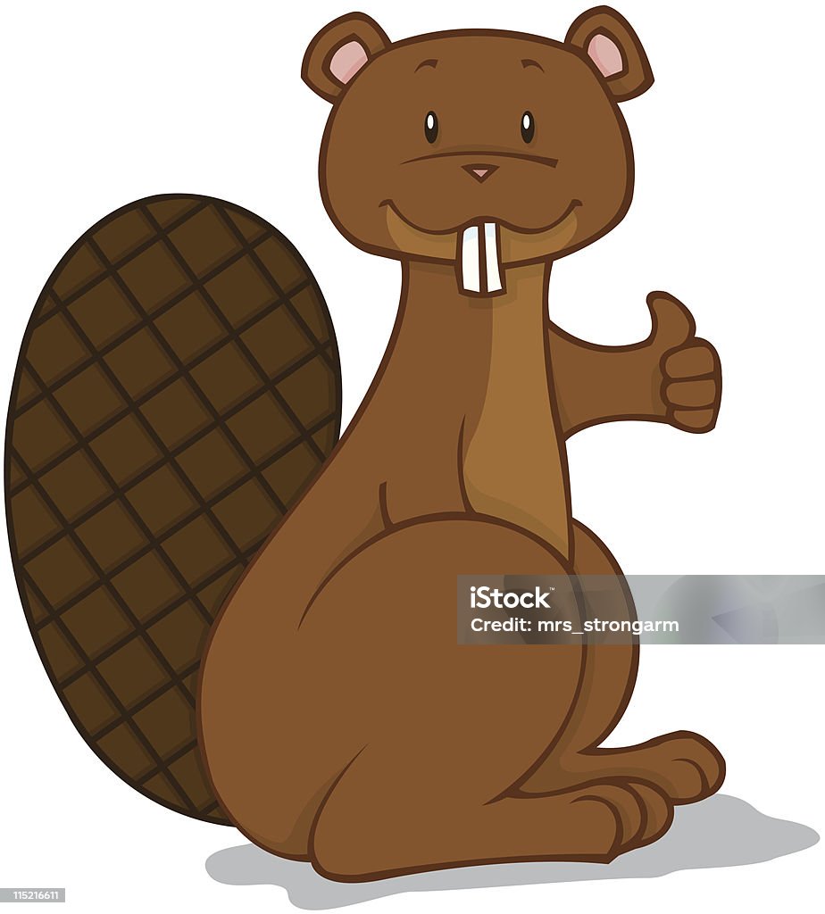 Beaver pulgares arriba - arte vectorial de Alegre libre de derechos