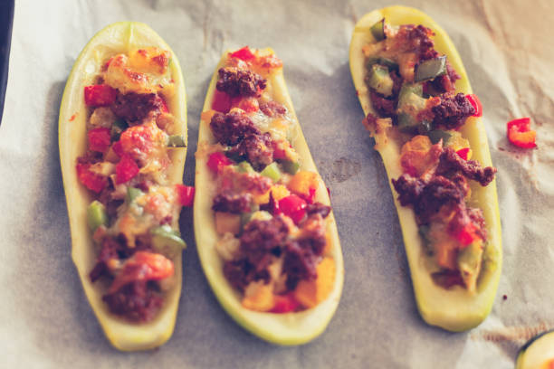 istock Zucchini boats stuffed with minced meat and veggies 1152168407