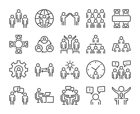 Business people icon. Business people line icon set. Editable stroke, 64x64 Pixel perfect.