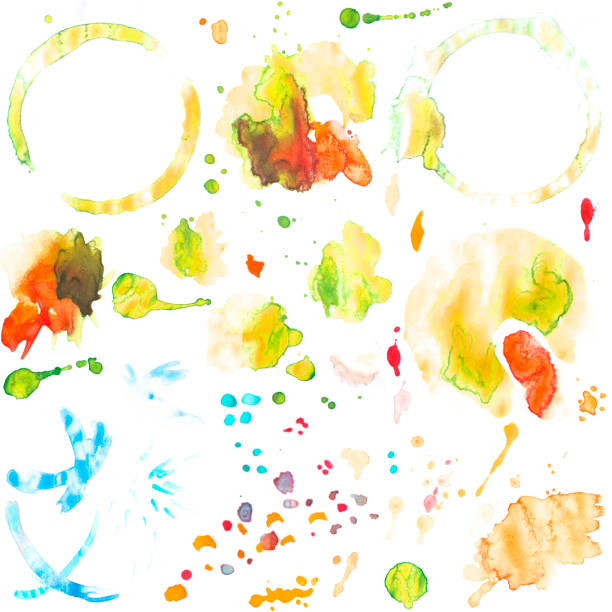 istock Set of watercolor splashes and stains of coffee cup 1152169715