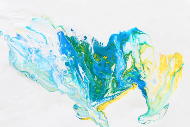 istock photography of abstract marbleized effect background. Blue, mint and white creative colors. Beautiful paint with the addition of gold 1152173594