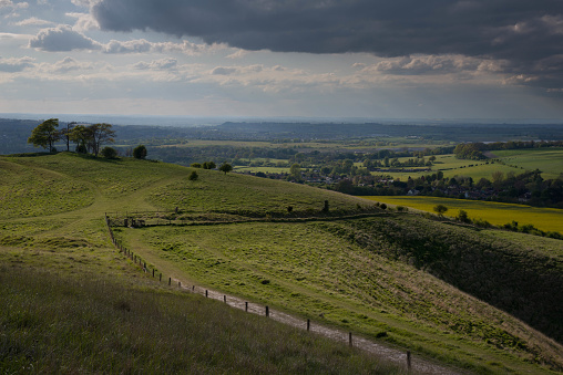 Chalk White Horse on hillside at Cherhill Wiltshire