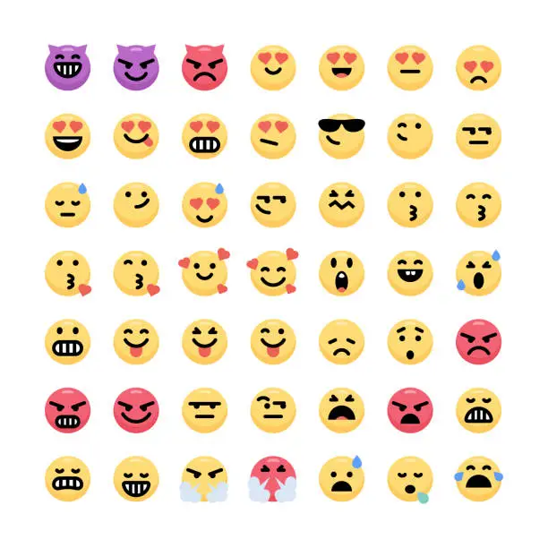 Vector illustration of Emoticons flat color big collection