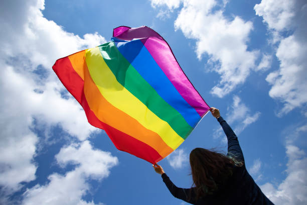 istock Young woman with LGBT flag. 1152174650