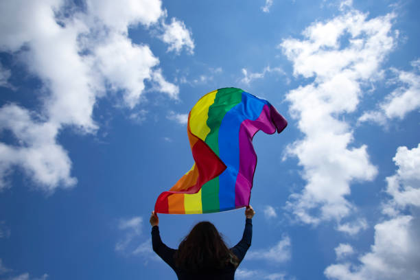 istock Young woman with LGBT flag. 1152174823
