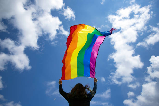 istock Young woman with LGBT flag. 1152176215