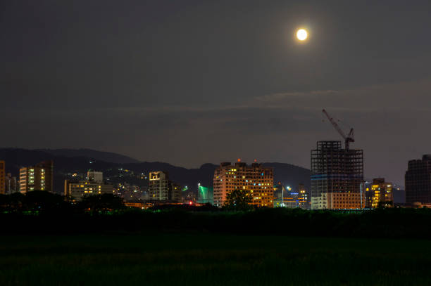 The outside of city night landscape in Taipei, Taiwan
