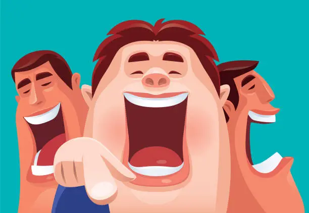 Vector illustration of men laughing and pointing