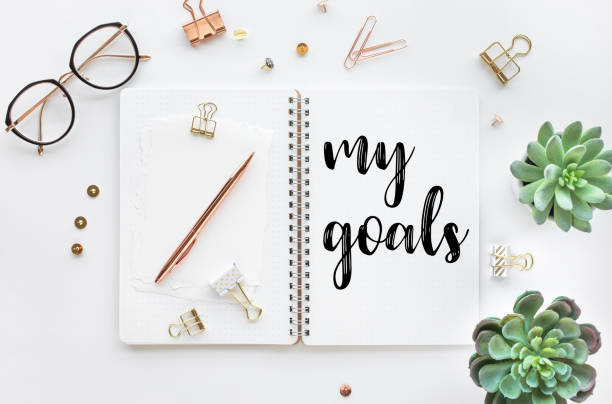 istock My goal concepts with text on notepad with accessories on white desk table background 1152183232