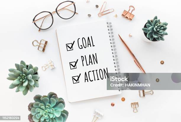 Goalplanaction Text On Notepad With Office Accessoriesbusiness Motivationinspirationprofessional Performance Stock Photo - Download Image Now