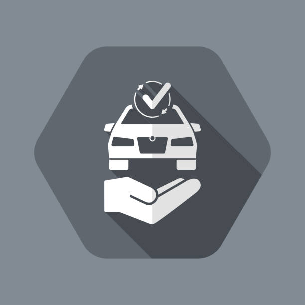 Total car control service Flat and isolated vector illustration icon with minimal modern design and long shadow total help stock illustrations