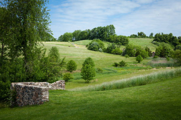 istock Countryside rolling, grassy meadow landscape art 1152189484