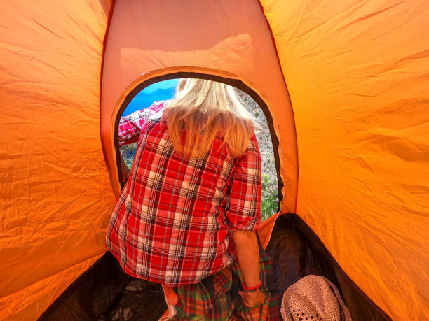 istock Woman camping in the valley. 1152191449