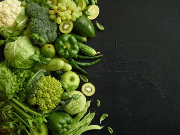 istock Healthy food dish on black stone background 1152191471