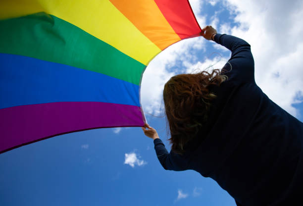 istock Young woman with LGBT flag. 1152191820