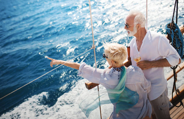 istock Senior couple on a sailing cruise. 1152192550