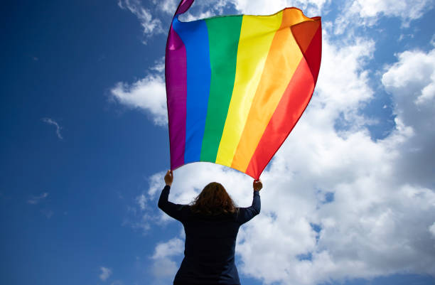 istock Young woman with LGBT flag. 1152192634