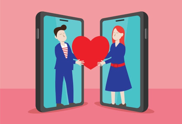 Online dating Social Media, Mobile App, Online Messaging, Internet Dating, Couple - Relationship, Dating, Love - Emotion internet dating stock illustrations