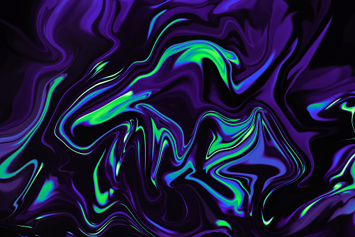Marble Colorful Neon Background Ultra Violet Blue Green Black Wavy Pattern Abstract Wave Texture Ebru Marbled Effect Ombre Bright Luxury Gradient Wavy Backdrop Distorted Macro Photography