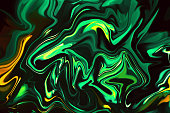Marble Green Orange Gold Black Neon Abstract Texture Wave Colorful Background Ebru Marbled Effect Ombre Gradient Bright Luxury Pattern