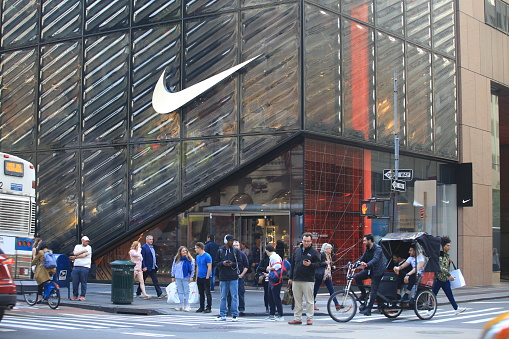 New York- 8 May 209:  the nike flagship facade in new york.  nike is one of the biggest sport manufacturing company in the world.