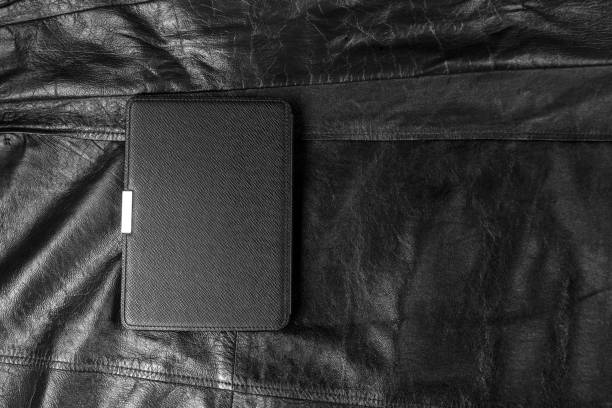 istock Electronic book in the case on black leather background 1152196144