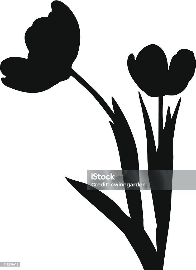 Tulipán de silueta - arte vectorial de Brote libre de derechos