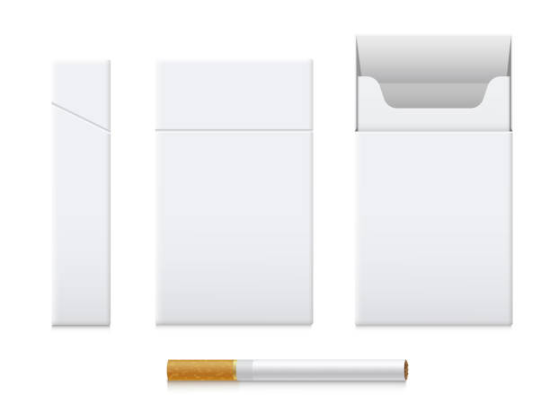 ilustraciones, imágenes clip art, dibujos animados e iconos de stock de pack de cigarrillos conjunto realista, diseño de plantilla de cartón - paquete cigarrillos