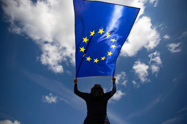 istock Woman with EU flag. 1152198656