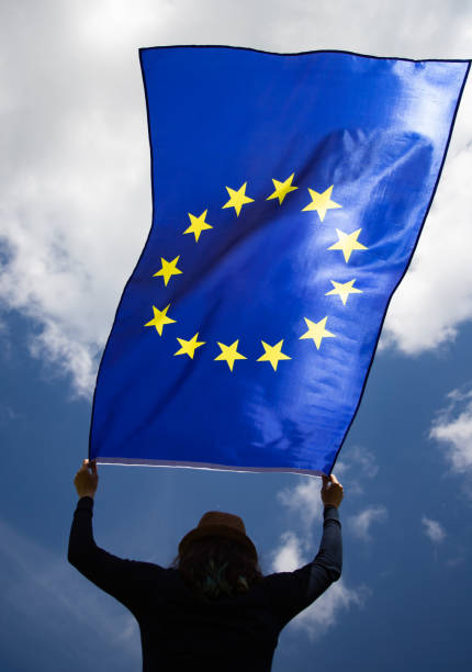istock Woman with EU flag. 1152200785